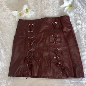 Burgundy Leather Skirt